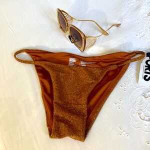 Love & Sports Classic Coverage Rust with Gold metallic Bathing suit Bottom
